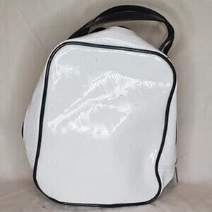 Travel Case Zippered Carry Bag White Black Trim Shoulder Strap One Size